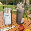 Axyaa Stainless Steel Double-layer Coffee Cup with Straw