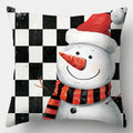 Axyaa Christmas Pillow Cover Set - Festive Santa Claus Snowman Plaid Print