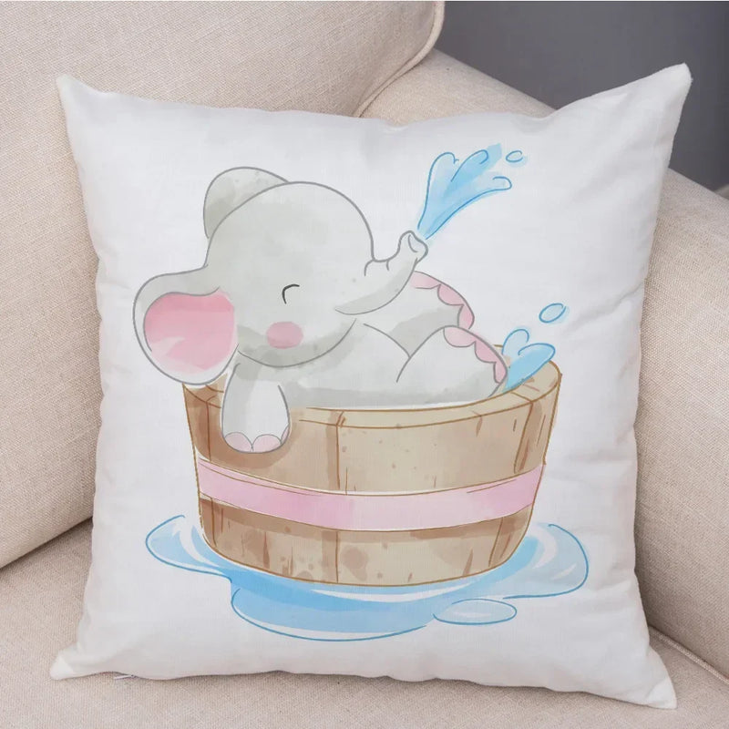 Axyaa Christmas Cartoon Animal Cushion Cover - Santa Claus Pillowcase