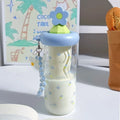 Axyaa Flower Tea Glass Straw Tumbler Water Bottle Girls Cold Beverage Cup