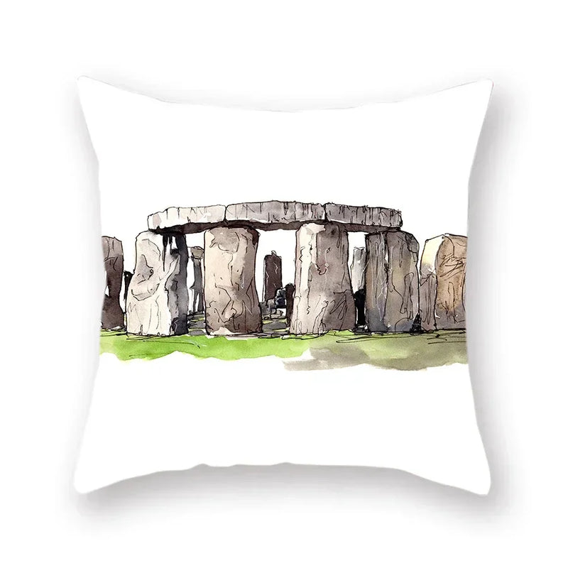Axyaa World Buildings Printed Cushion Covers