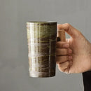 Axyaa Stoneware Coffee Mug with Wooden Handle, Vintage Handmade Kiln Baked Cup