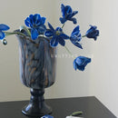 Axyaa Blue and Gold Gradient French Glass Vase - Large Wabi-Sabi Art Piece