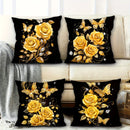 Axyaa Golden Rose Butterfly Pattern Pillowcase - Soft and Stylish Home Decor