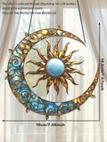 Axyaa Boho Acrylic Moon Sun Hanging Ornament Leaves Vines Solar Lunar Suncatcher