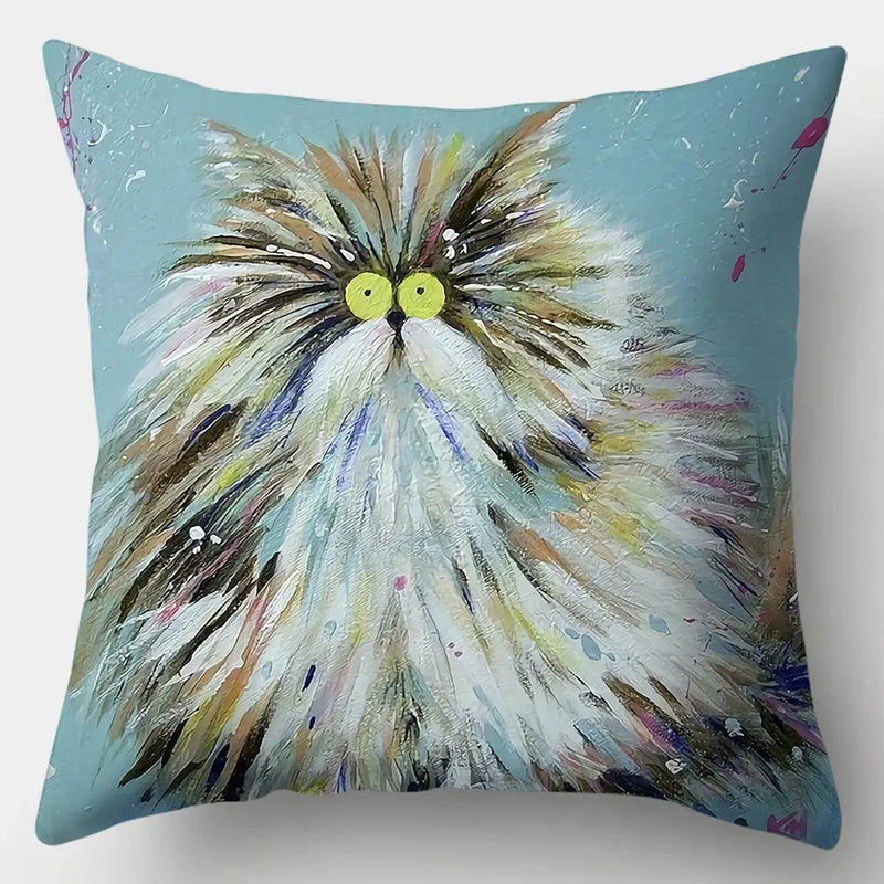 Watercolor Cat Pillowcase by Axyaa - 45cmX45cm Square Sofa Pillow - Loving Cat Design