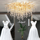 Axyaa Crystal Gold Tree Branch Ceiling Chandelier