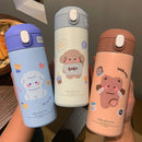 Axyaa Cute Cartoon Stainless Steel Vacuum Flask Straw Tumbler