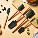 Silicone Spatula Set with Wooden Handle for Baking and Mixing by Axyaa