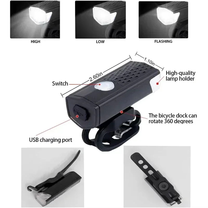 Axyaa Bike Light Set: USB Rechargeable Headlights & Taillights for Riding Safety