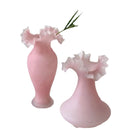 Axyaa Pink Wave Fold Glass Vase Bouquet Flower Terrarium Home Decoration