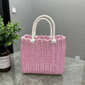Axyaa Imitation Rattan Storage Basket with Handle Home Decor Handbag