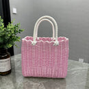 Axyaa Imitation Rattan Storage Basket with Handle Home Decor Handbag
