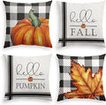 Axyaa Buffalo Check Print Linen Pillow Cover 45x45 for Fall Thanksgiving Decor
