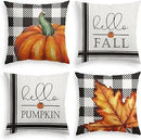 Axyaa Buffalo Check Print Linen Pillow Cover 45x45 for Fall Thanksgiving Decor