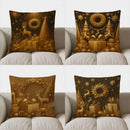 Axyaa Deer Tree Gift Cushion Cover for Sofa Bedroom Car - Golden Christmas Pattern
