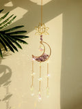 Axyaa Moon Crystal Suncatcher with Colorful Prism Pendant - Garden, Patio, Home Décor