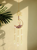 Axyaa Moon Crystal Suncatcher with Colorful Prism Pendant - Garden, Patio, Home Décor