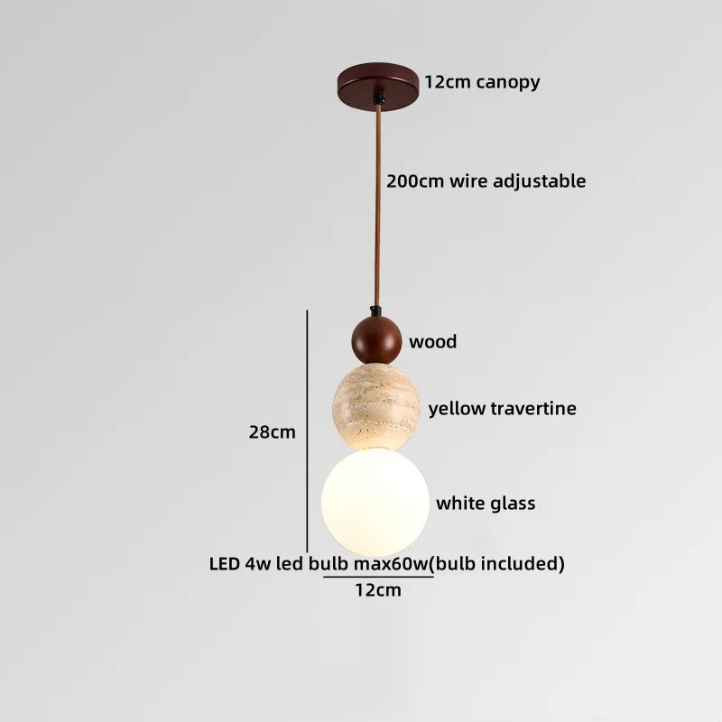 Axyaa White Glass Ball LED Pendant Lights Wabi Sabi Hanging Lamp