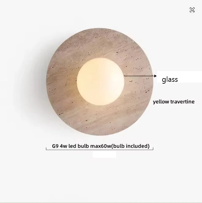 Axyaa White Glass Stone LED Wall Lamp for Living Room, Bedroom, Bathroom Mirror Lighting