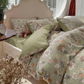 Axyaa 4-Piece Queen Size Dark Olive Green Duvet Cover Set