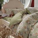 Axyaa 4-Piece Queen Size Dark Olive Green Duvet Cover Set