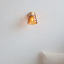 Axyaa Nordic Modern Wood Amber Glass LED Wall Sconce Stair Light FixtureLampara