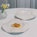Axyaa Irregular White Breakfast Plate - Creative Household Dish for Dessert and Dim Sum