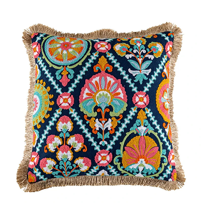 Axyaa Bohemian Embroidered Cushion Covers for Home Decoration