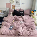 Axyaa Big Eyes Full Queen Bedding Set Solid Color with Sheet Pillowcase
