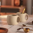 Axyaa 8oz Vintage Ins Style Beige Ceramic Mug Set with Wooden Tray & Coaster