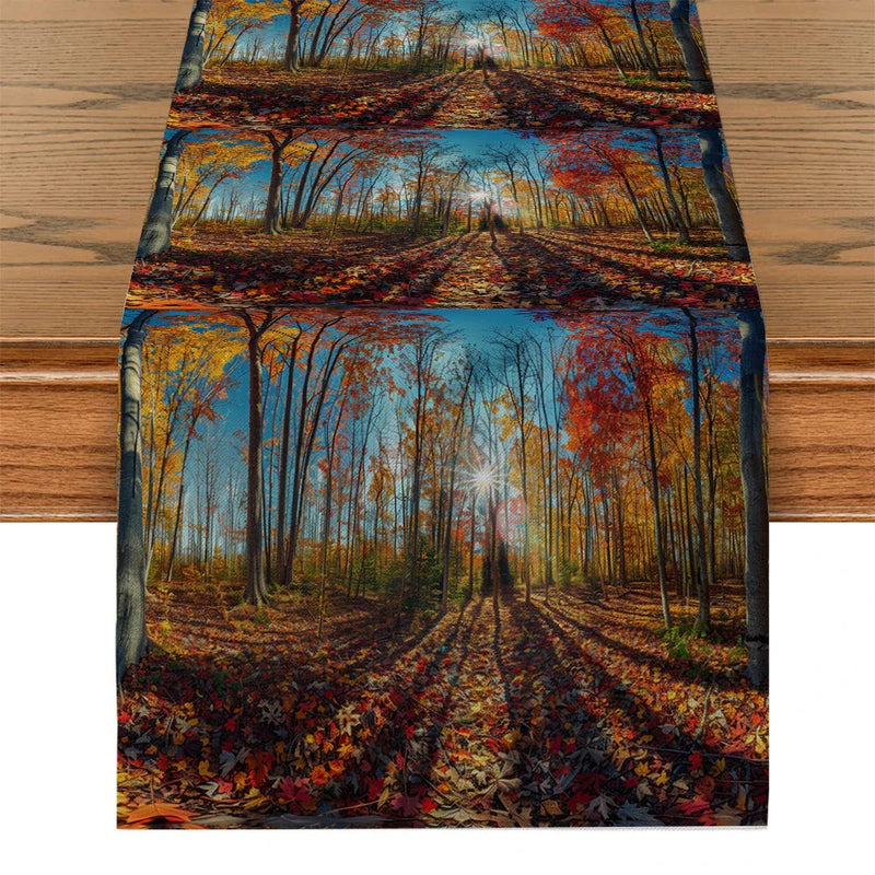 Axyaa Deciduous Sunshine Table Runner: Elegant Dining Table Decor for Kitchen & Weddings