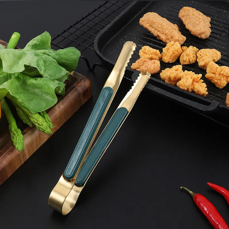 Axyaa Stainless Steel Non-Slip Food Tong Korean Style BBQ Bread Ice Clip