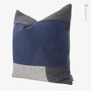 Axyaa Blue Gray Stitching Square Pillow Waist Pillow Set for Designer Living Room.
