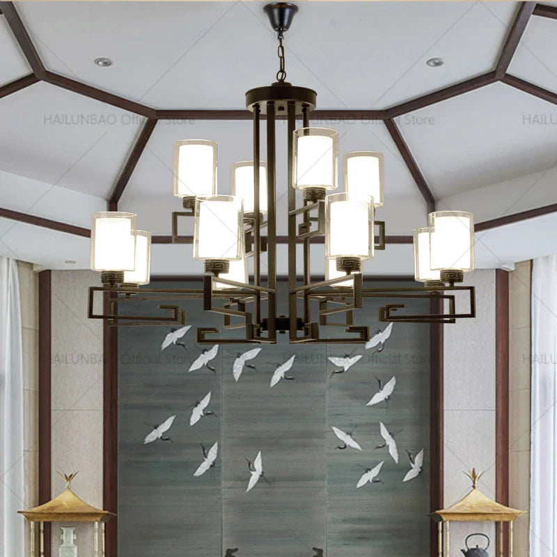Axyaa Retro Chinese Chandelier for Living Room Dining Room Bedroom Villa Duplex