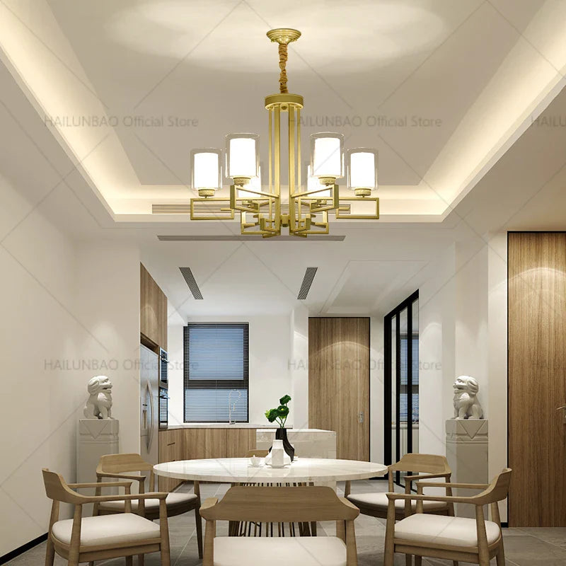 Axyaa Retro Chinese Chandelier for Living Room Dining Room Bedroom Villa Duplex