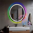 Axyaa LED Round Bathroom Mirror with Anti-Fog, Bluetooth Speaker, and Front & RGB Backlit