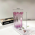 Axyaa Pink Glass Vase Petal Fold Floral Arrangement Hydroponics Terrarium