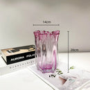 Axyaa Pink Glass Vase Petal Fold Floral Arrangement Hydroponics Terrarium