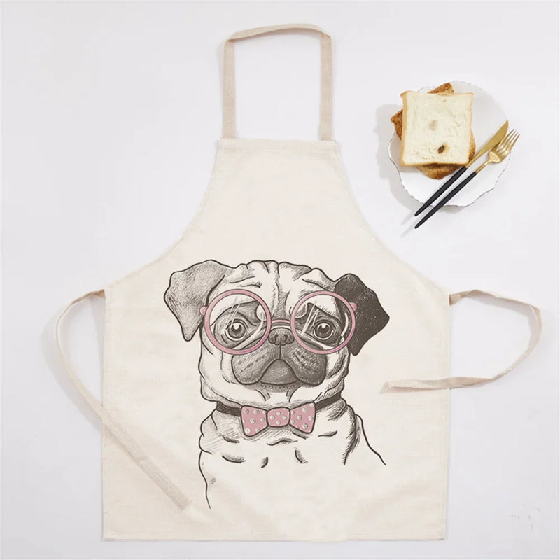Axyaa Christmas Dog Kitchen Ladies Apron - Fun Cartoon Animal Apron for Home Cooking