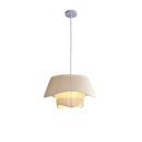 Axyaa Double Shade White Beige Silk Chandelier for Dining Bedroom
