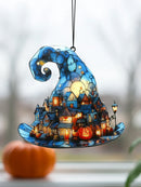 Acrylic Mini Town & Pumpkin Halloween Hanging Decor for Home/Party by Axyaa