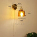 Axyaa Green Glass Copper LED Wall Lamp Sconce Pull Chain Modern Nordic Wandlamp