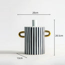 Axyaa Black White Dots Geometric Ceramic Vase Home Decor Ornament