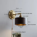 Axyaa LED Wall Sconce Light Switch Walnut Ash Wood Copper Arm Bedroom Living Room