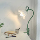 Axyaa Lily of the Valley Lamp: White Flower Shade, Flexible Stem, DC/AC Power, Pastoral Lighting