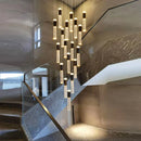 Axyaa Crystal Chandelier Stair Pendant Lamp Living Room Interior Lighting