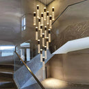 Axyaa Crystal Chandelier Stair Pendant Lamp Living Room Lighting