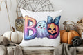 Axyaa Halloween Bat and Web Bow Pillow Cover for Sofa, Bedroom, Car