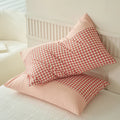 Axyaa Soft Cotton Pillowcase Chequer Grid Pattern 48x74cm Bedding Pillow Cover Set